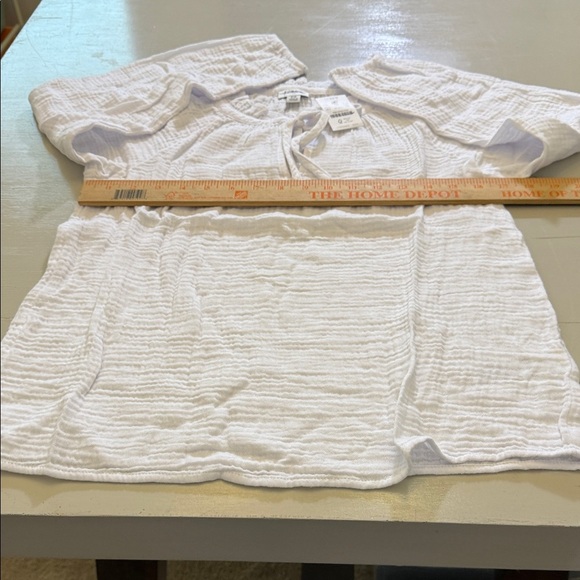 J. Crew Petite long-sleeve gauze tie-neck top Size Petite Small - Picture 9 of 11